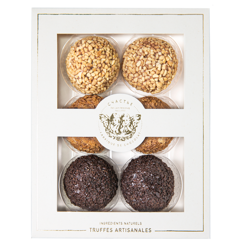 Шоколадные гранд трюфельные конфеты счастье 6 штук, 300 грамм, Ассорти №1