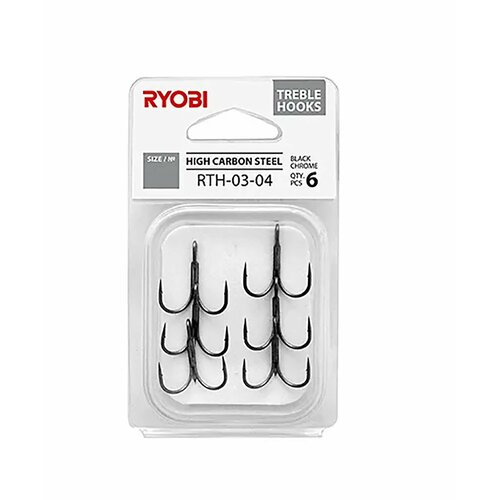 Крючок тройник рыболовный RYOBI RTH-03 №04 ( упк. по 6шт.) крючок тройник рыболовный ryobi rth 03 08 упк по 8шт