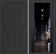 Входная дверь VOLCANO с внутренней панелью зеркало максимум с тонировкой, цвет черный кварц, размер по коробке 960х2050, левая