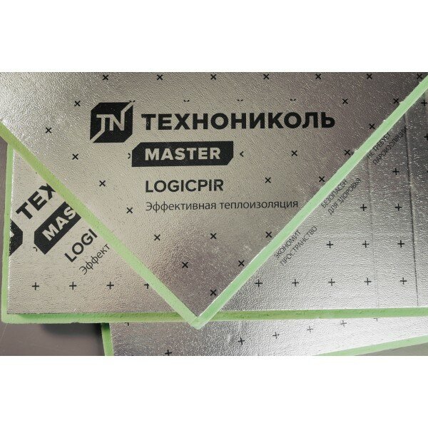 Плита PIR теплоизоляционная LOGICPIR Балкон Ф/Ф L-кромка 1190х590х40 мм, 6 плит, 4,2126 м2 — фото 1