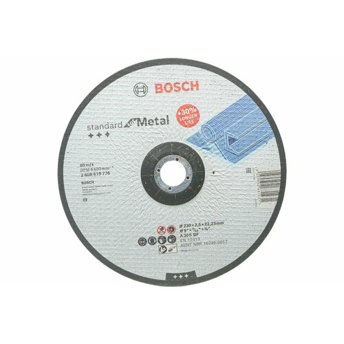 лепестковый диск bosch standard for metal 2608603657 1 шт Bosch Диск отрезной Standard for Metal 230x2,5 мм 2608619776