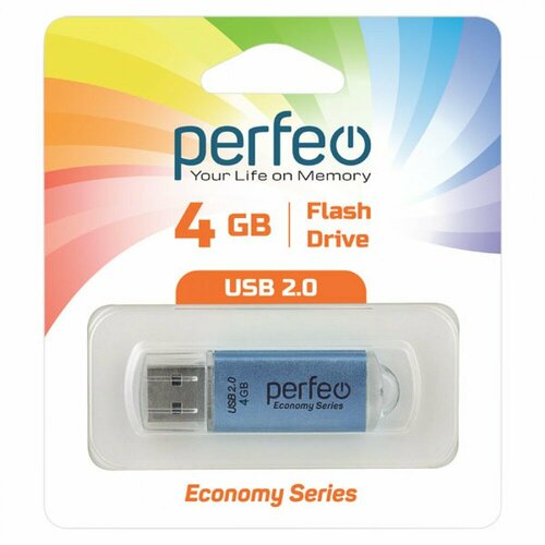 USB 2.0 накопитель E01 4GB Blue economy series perfeo usb drive 4gb e01 black pf e01b004es