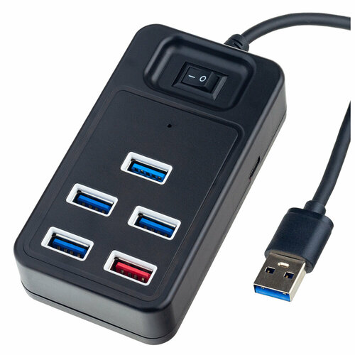 PF-H051 Black USB-HUB 1 Port 3.0+4 Port 2.0 чёрный