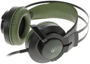 Наушники с микрофоном A4Tech Bloody J450 черный/зеленый 1.8м мониторные (J450)