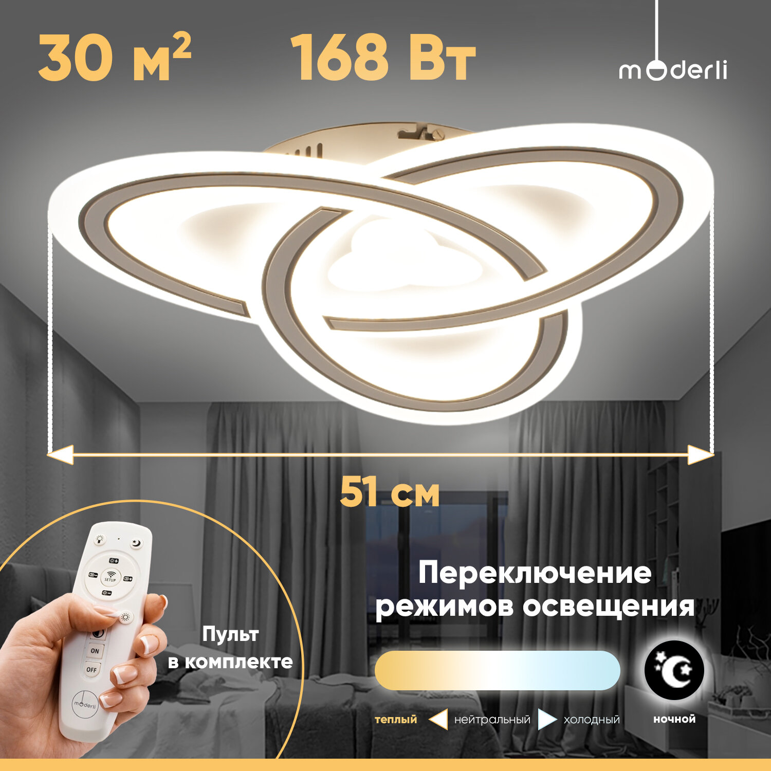 фото Светильник потолочный светодиодный Moderli V10701-CL Greta