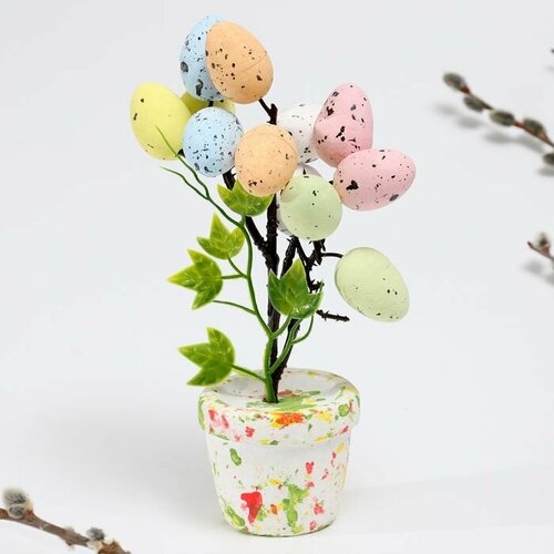 Декор пасхальный Яйца в горшке 9 11 22 см