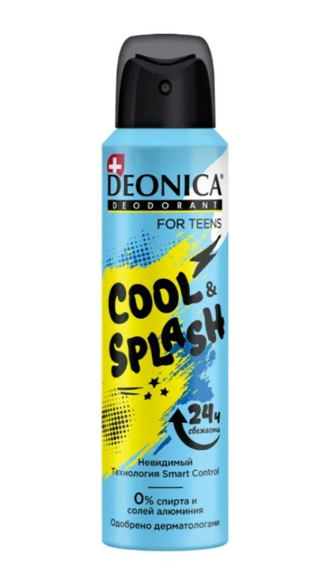 Дезодорант Deonica For Teens, детский спрей, Cool & Splash, 12+,150 мл.