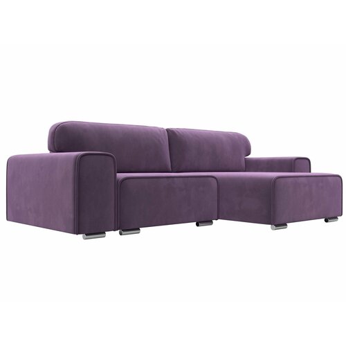 Диван угловой Лига-029 правый угол, микровельвет, механизм пантограф (тик-так), Сиреневый, 263x155x88см. Хит Диванов
