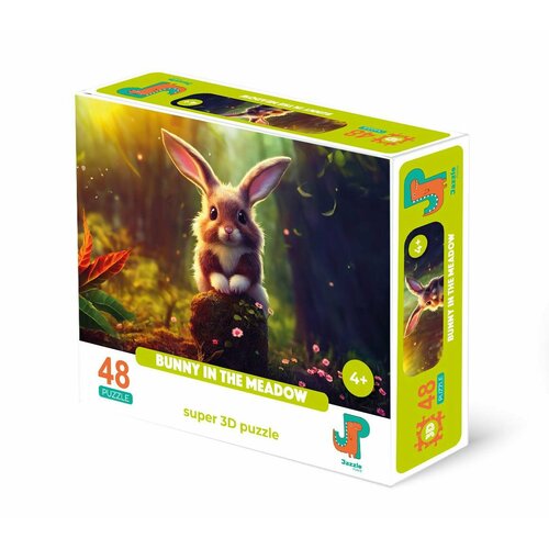 Пазл детский 3D Jazzle Puzzle 48 деталей: Зайчик на поляне
