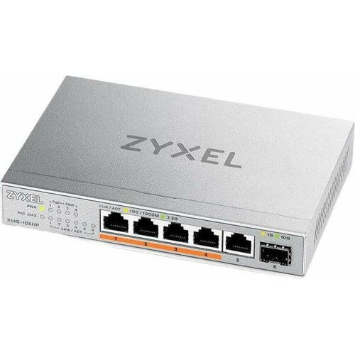 Коммутатор Zyxel XMG-105HP-EU0101F 5x2.5Гбит/с 1SFP+ 4PoE++ 70W неуправляемый коммутатор zyxel gs 105s ee gs 105sv2 eu0101f неуправляемый