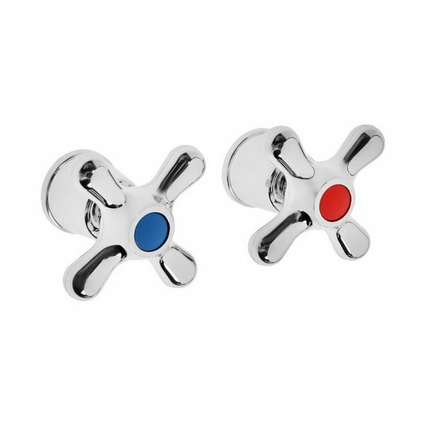 фото Ручка на смеситель "Крест 67" 80067, для кран-букс со штоком под квадрат, пластик, хром, 2 шт.