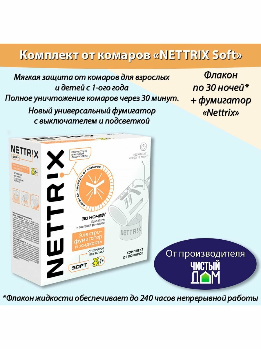 Universal Набор фумигатор и жидкость от комаров 30 ночей NETTRIX