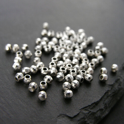 Бусина гранёная Faceted Sterling Silver 2,8 мм (10 шт) для рукоделия, фурнитура для бижутерии