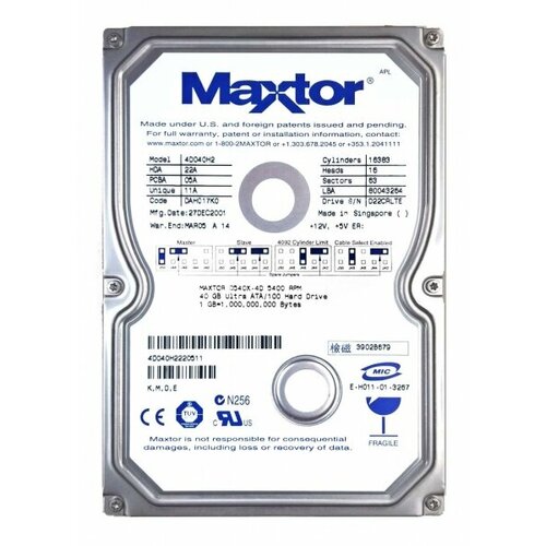 Жесткий диск Maxtor 4K040H2 40Gb 5400 IDE 3.5 HDD