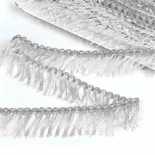 Тесьма отделочная металлизированная шир.45 мм цв. серебро (13,7 метров)