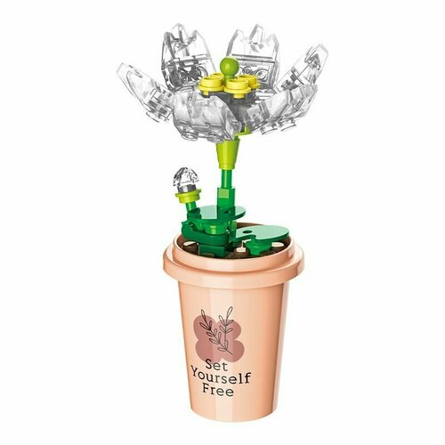 Конструктор пластиковый коллекционный JAKI Цветок в горшке горный лотос