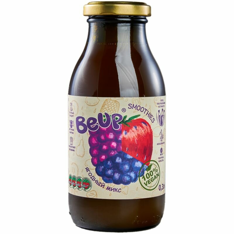 Смузи Be Up Smoothies ягодный микс, без сахара, 0.3 л - фото №3