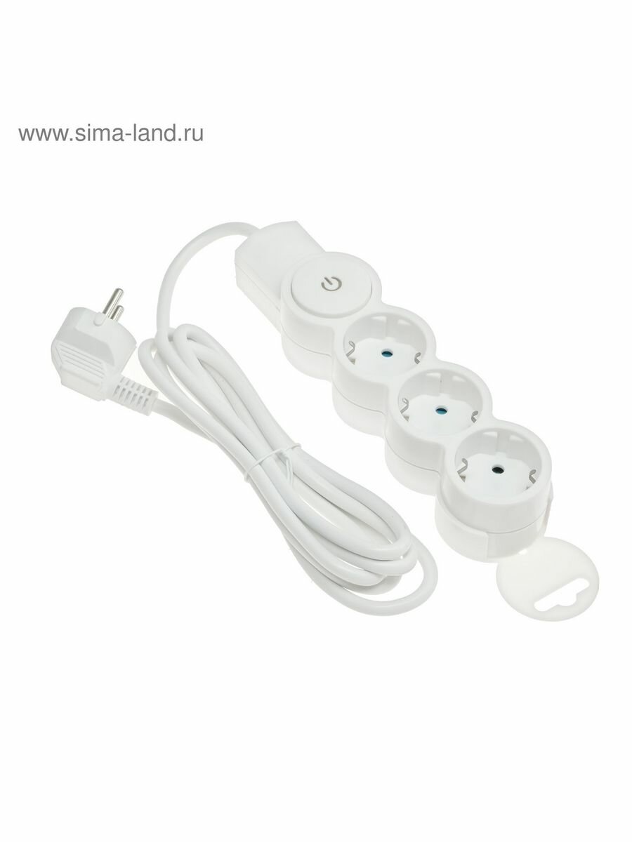 фото Удлинитель duwi, 3 розетки, 5 м, 10 А, 2200 Вт