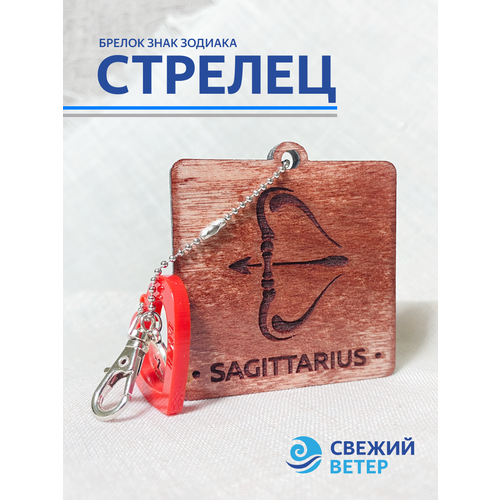 Брелок Свежий ветер, лаковая фактура, коричневый, красный