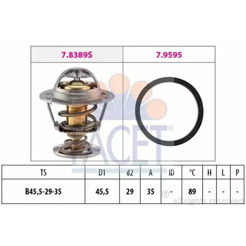 FACET 78389 Термостат с прокладкой CITROEN AX ZA-_ 14 D1 1295₽
