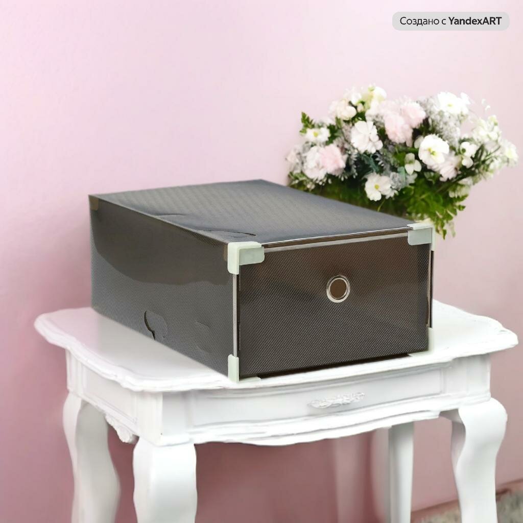 фото Коробка для хранения обуви выдвижная 22х34х13 см "Large size" цвет черный 9870726