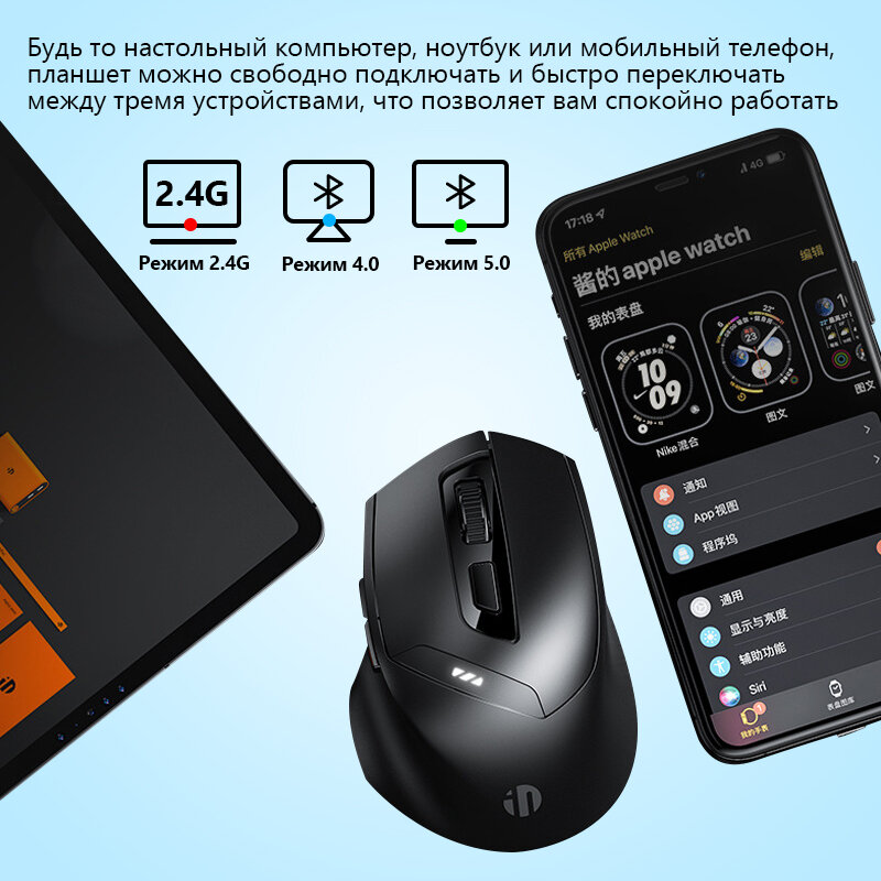 Мышка беспроводная DR1 , Беспроводная перезаряжаемая Bluetooth , мышь компьютерная игровая , мышь для ноутбука , черный мышь — фото 1