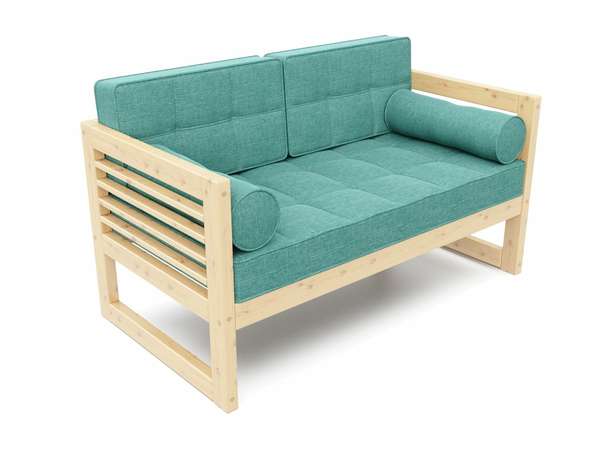 фото Маленький диван кушетка сега-м, бежевый-венге, двухместный, массив дерева, прямой, на кухню, в салон красоты, офисный, скандинавский лофт