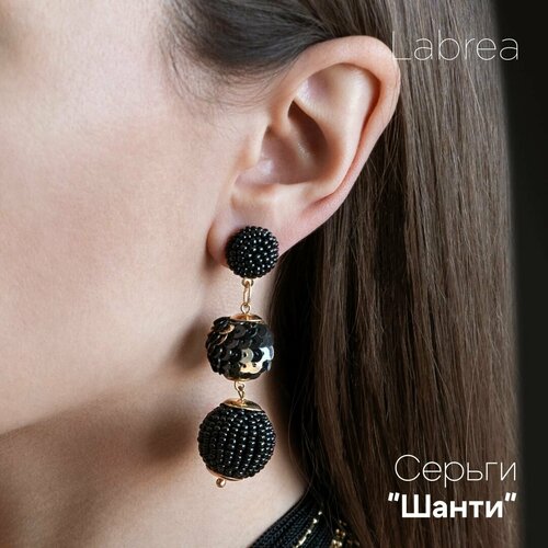 Серьги LaBrea, золотой, черный