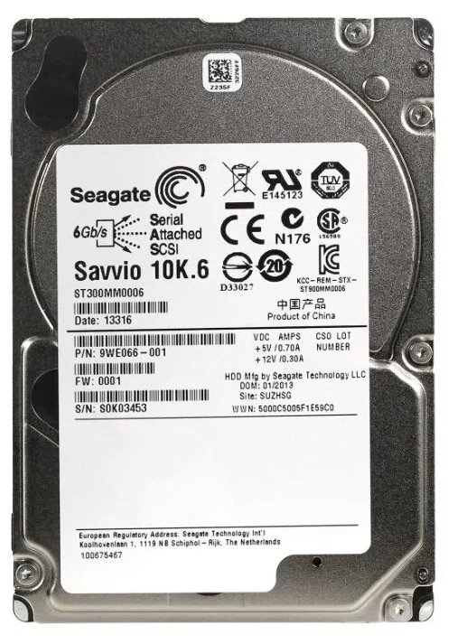 Жесткий диск HDD 2.5" 300Gb, SAS Seagate 10000rpm, 64Mb, Savvio 10K.6 (ST300MM0006)