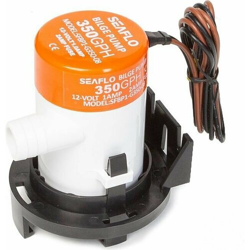 Осушительная помпа SeaFlo 12 вольт 350GPH 132475 лчас высота 1 м для лодки насос 12 В осушительный для откачки воды на судне помпа водооткачивающая трюмная 2540₽