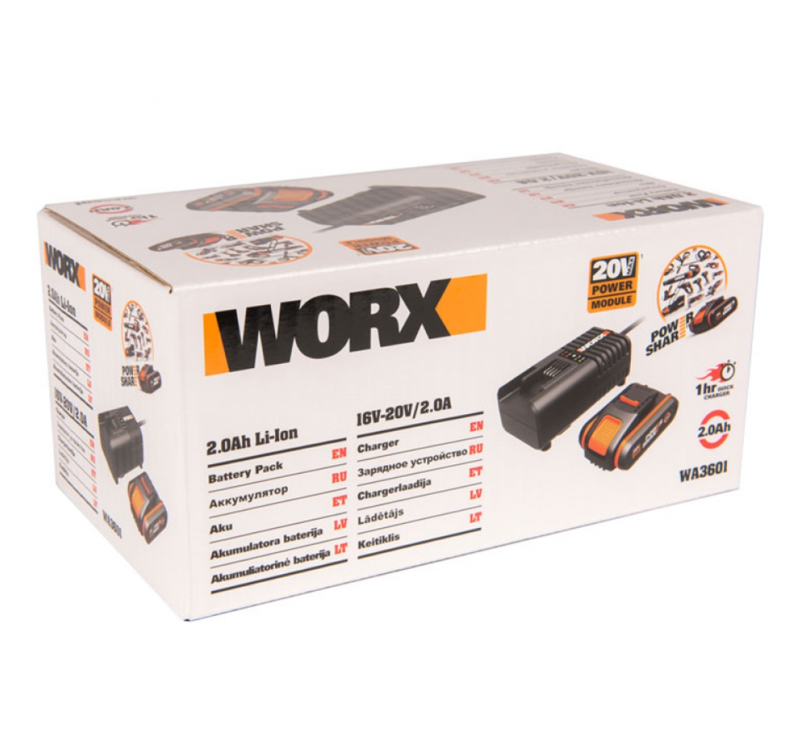 Комплект Worx WA3601, 20 В, 2 А·ч — фото 1