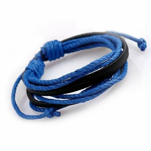 Браслет CosplaYcitY Фенечка, кожа, размер one size, синий, черный monzo браслет из пары черных кожаных шнуров