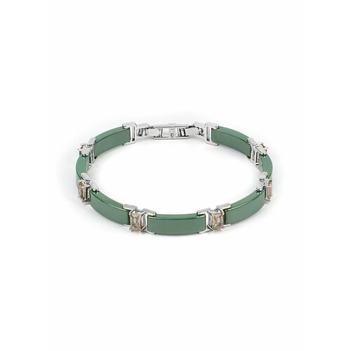 Браслет Bijuton, султанит синтетический, керамика, зеленый, серебристый