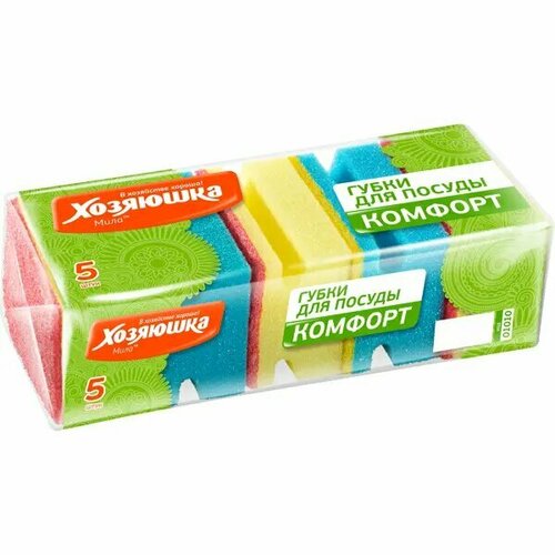 Набор губок для мытья посуды В хозяйстве хороша хозяюшка Мила 05x65x43 см 5штук 449₽