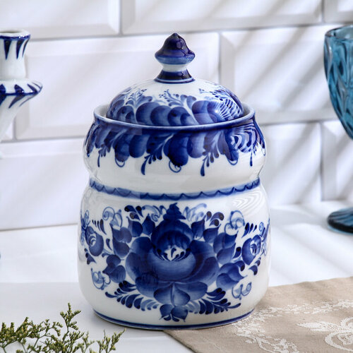 Банка под крупу Грация h-19см v-13л гжель 1 сорт 2392₽