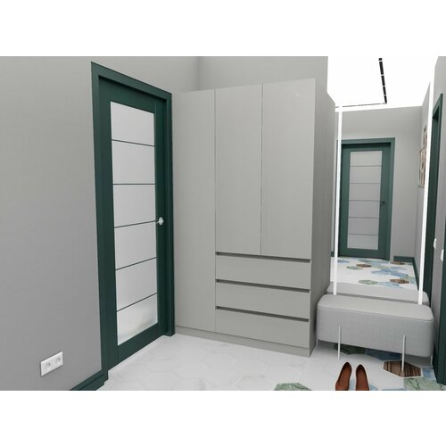 Шкаф серый Атланта light 1200*2100*500 3 ящика