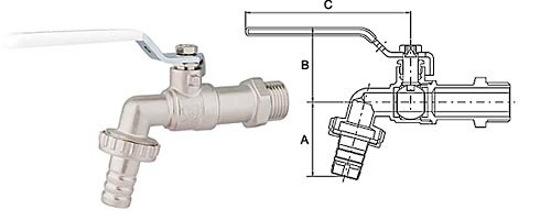 Кран водоразборный, 1/2" (15 мм), латунь, шаровой, ProFactor, Standard, PF BBC 328