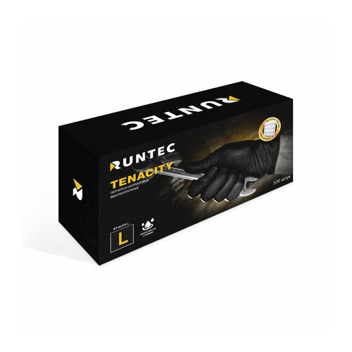 RUNTEC RT-GLVS-L Перчатки Tenacity нитриловые высокопрочные, размер L (100 штук)