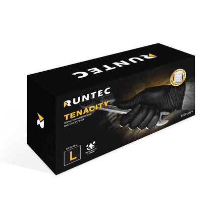 RUNTEC RT-GLVS-L Перчатки Tenacity нитриловые высокопрочные, размер L (100 штук)