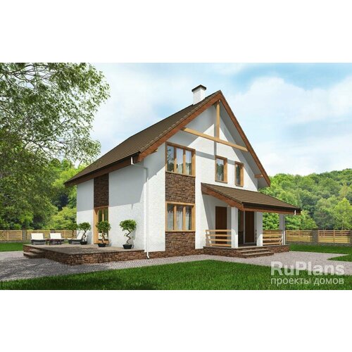Проект - Одноэтажный дом с мансардой и террасой Rg5230