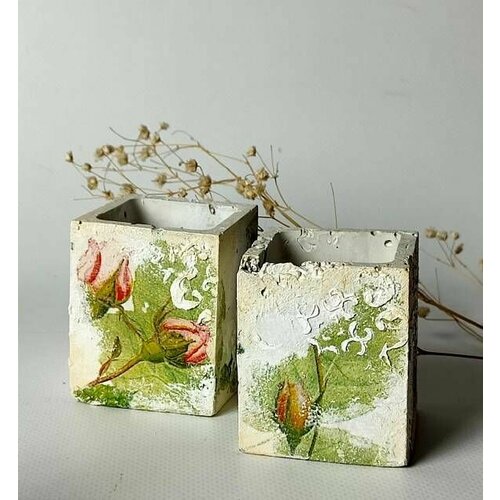 Комплект подсвечников под заливку воском Прованс квадрат из гипса 1700₽