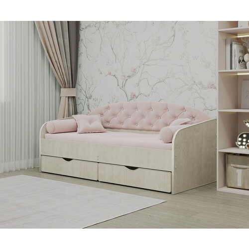 фото Matrix диван- кровать с мягкой спинкой sofa 9, 80x160 см, цвет дуб белый с розовым