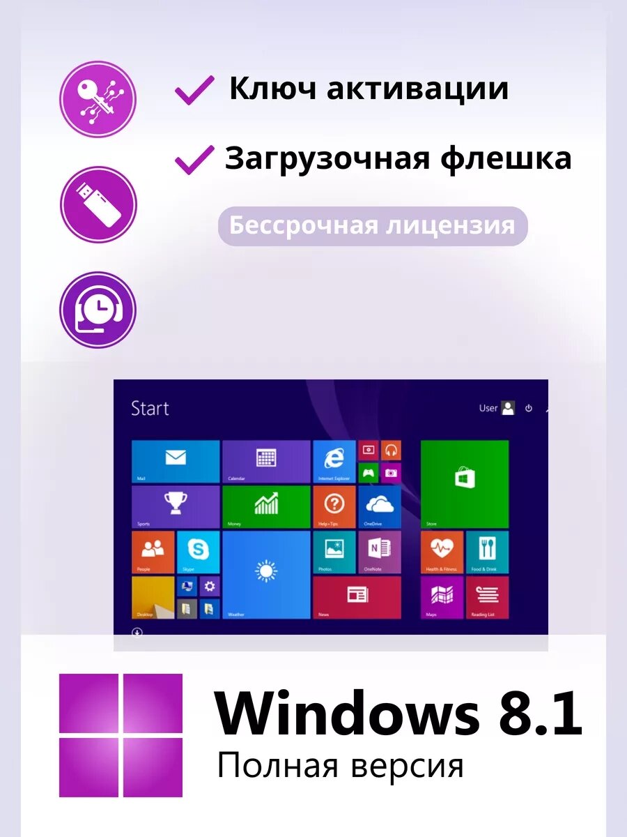 Windows 8.1 Full Ключ активации 1 ПК и Флешка загрузочная