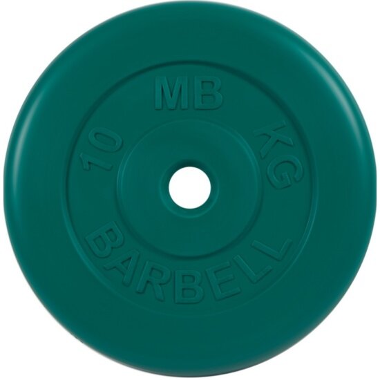 Диск MB Barbell обрезиненный d 31 мм цветной 10,0 кг (зелёный)