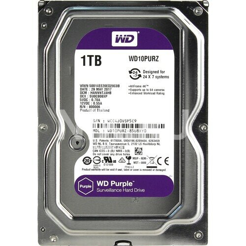 Жесткий диск Western digital Purple 1 Тб WD10PURZ