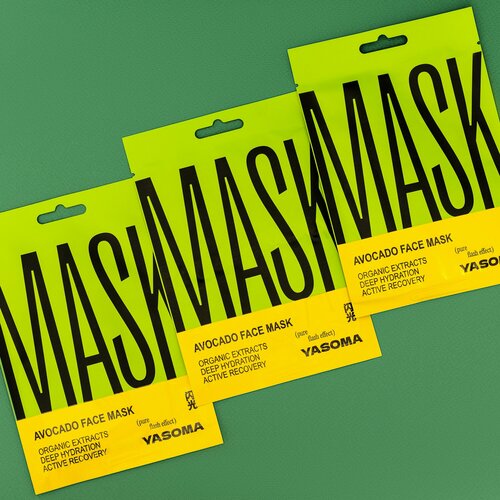Антивозрастная увлажняющая тканевая маска для лица с маслом авокадо YASOMA набор 5 шт 199₽
