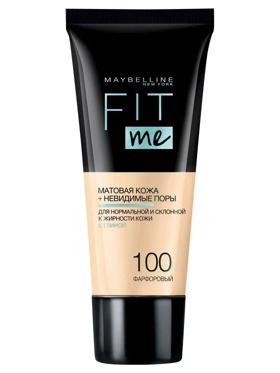 Тональный крем для лица "Fit Me", матирующий, скрывающий поры, 100, Фарфоровый, 30 мл