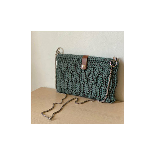 Сумка клатч , фактура вязаная, зеленый
