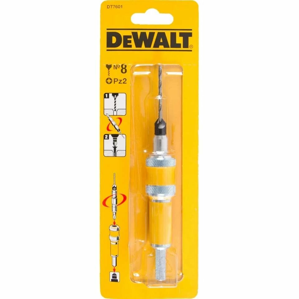 Быстросменный узел DEWALT: бита Pz2 + пилотное сверло с зенкером для шурупов, 4 мм, DT7601 — фото 1