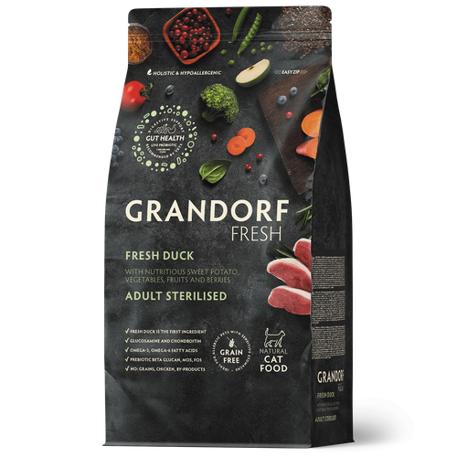 GRANDORF Fresh Cat STERILISED Duck&Sweet Potato (Свежее мясо утки с бататом для стерилизованных кошек) 400 г